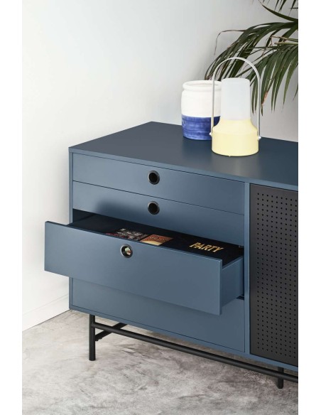 Aparador PUNTO 212x47cm, DM Antracita / Metal Negro - Teulat. Vackart