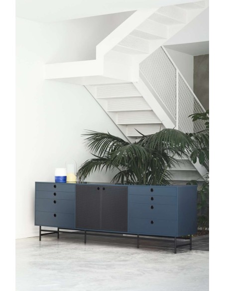 Aparador PUNTO 212x47cm, DM Antracita / Metal Negro - Teulat. Vackart