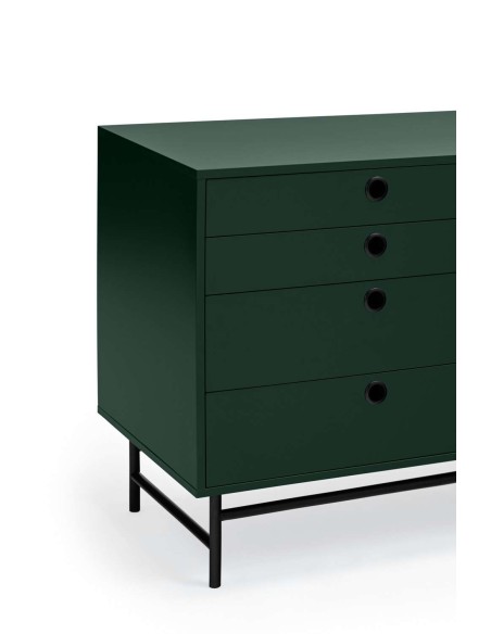 Aparador PUNTO 212x47cm, DM Verde / Metal Negro - Teulat. Vackart
