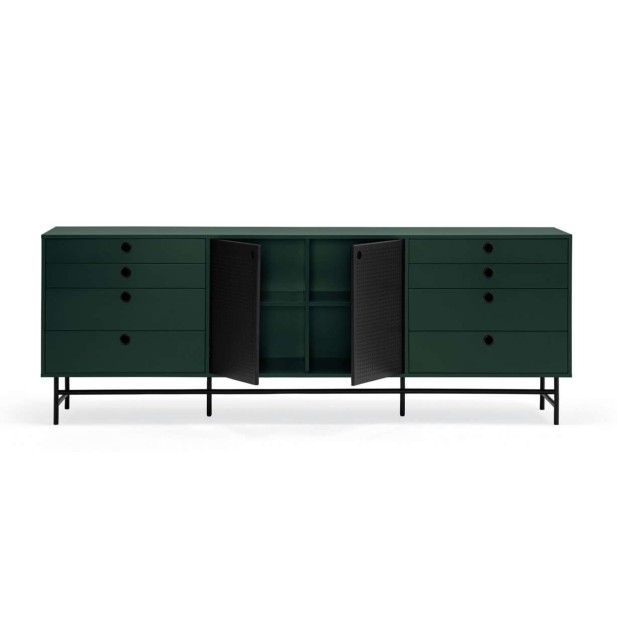 Aparador PUNTO 212x47cm, DM Verde / Metal Negro - Teulat. Vackart
