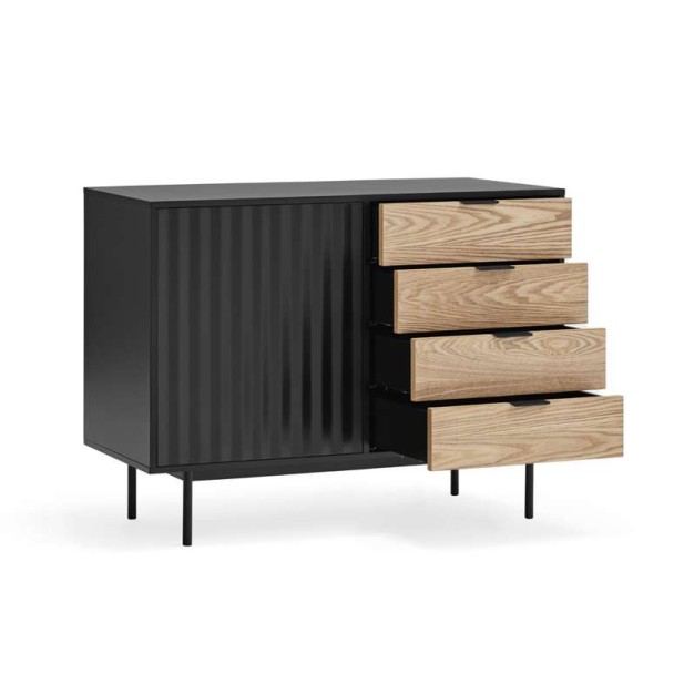Aparador SIERRA 108x47 cm, DM Negro / Roble - Teulat. Vackart