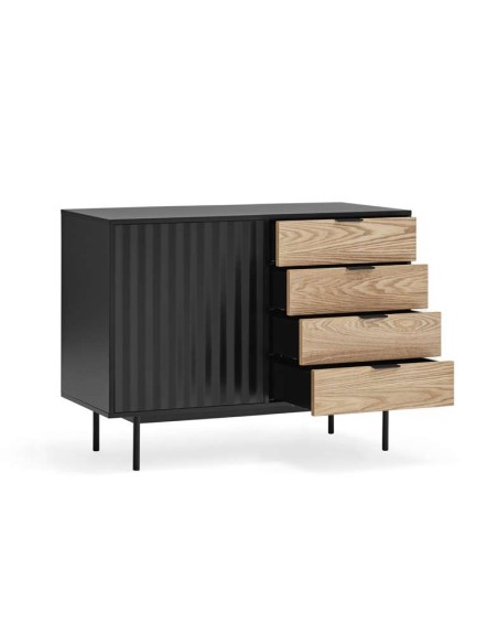 Aparador SIERRA 108x47 cm, DM Negro / Roble - Teulat. Vackart