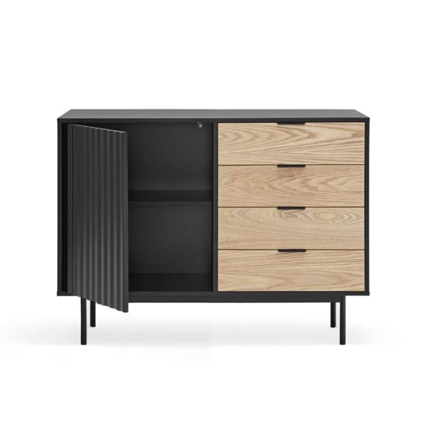 Aparador SIERRA 108x47 cm, DM Negro / Roble - Teulat. Vackart