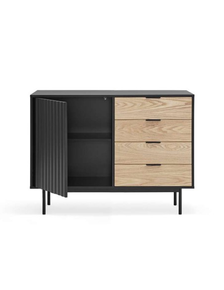 Aparador SIERRA 108x47 cm, DM Negro / Roble - Teulat. Vackart