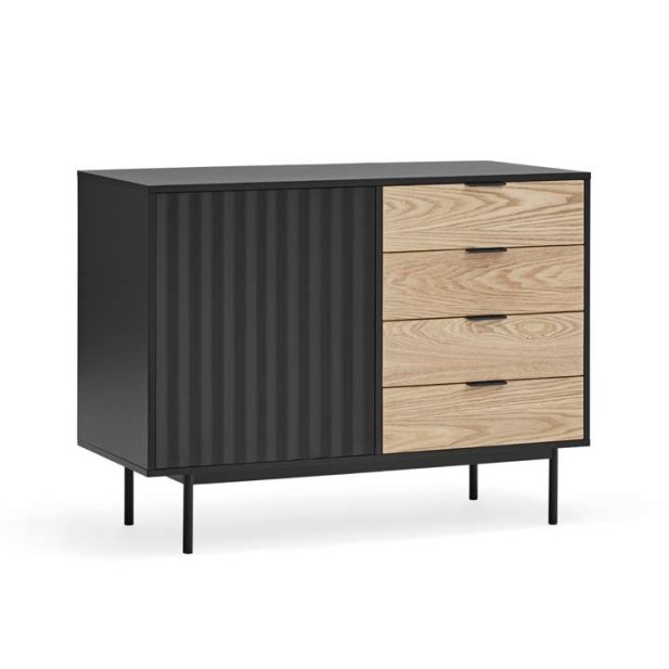 Aparador SIERRA 108x47 cm, DM Negro / Roble - Teulat. Vackart