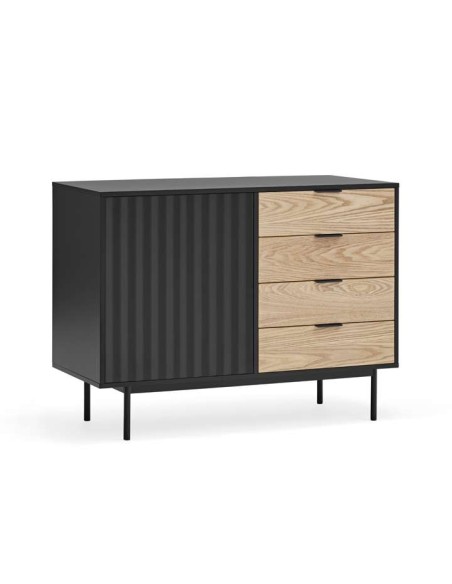 Aparador SIERRA 108x47 cm, DM Negro / Roble - Teulat. Vackart