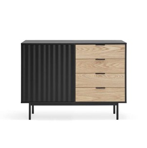 Aparador SIERRA 108x47 cm, DM Negro / Roble - Teulat. Los modernos y más exclusivos muebles de diseño nórdico, solo en Vackart tu tienda de diseño online.