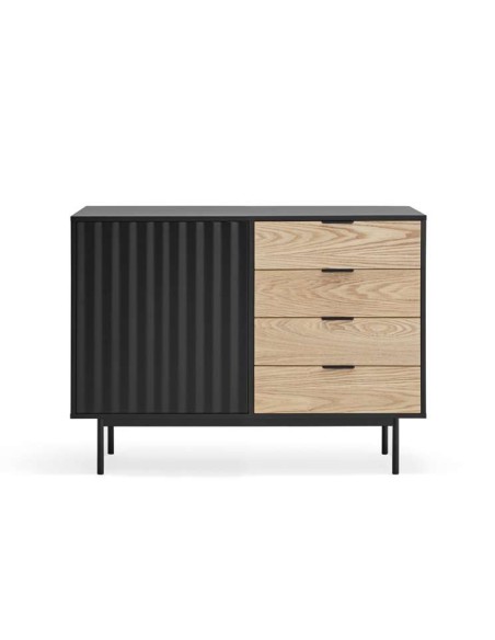 Aparador SIERRA 108x47 cm, DM Negro / Roble - Teulat. Vackart