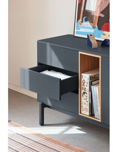 Aparador CORVO 180x40 cm, DM Gris Antracita / Roble - Teulat. Vackart