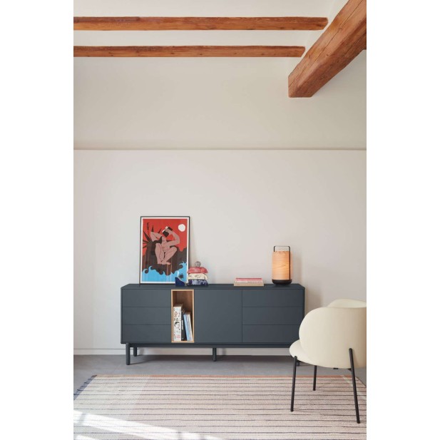 Aparador CORVO 180x40 cm, DM Gris Antracita / Roble - Teulat. Vackart