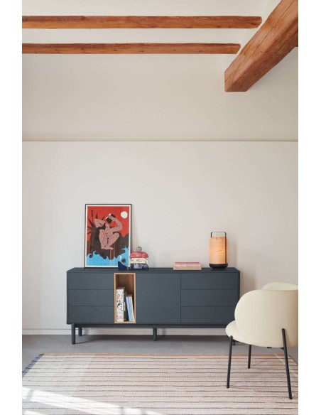 Aparador CORVO 180x40 cm, DM Gris Antracita / Roble - Teulat. Vackart