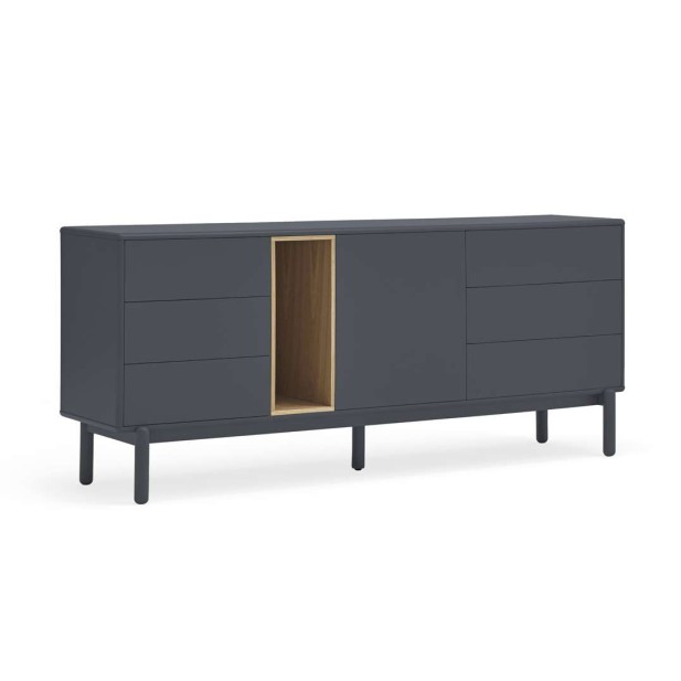 Aparador CORVO 180x40 cm, DM Gris Antracita / Roble - Teulat. Vackart