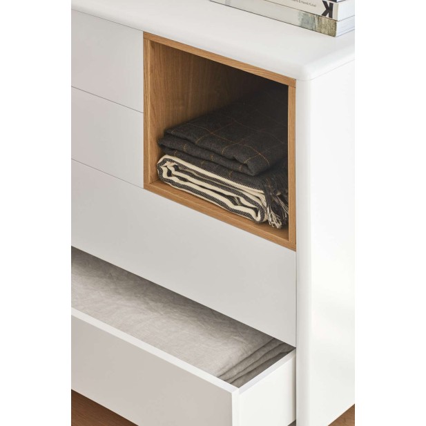 Cómoda CORVO 90x40 cm, DM Crema / Roble - Teulat. Vackart Cómoda CORVO 90x40 cm, DM Crema / Roble - Teulat. Vackart