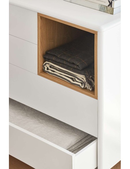 Cómoda CORVO 90x40 cm, DM Crema / Roble - Teulat. Vackart