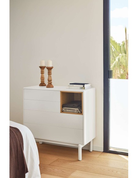 Cómoda CORVO 90x40 cm, DM Crema / Roble - Teulat. Vackart