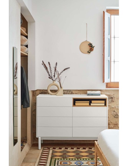 Cómoda CORVO 120x40 cm, DM Crema / Roble - Teulat. Vackart