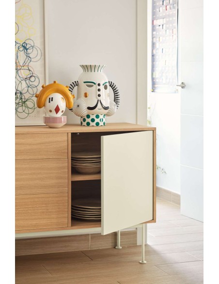 Aparador YOKO 128x45 cm, DM Crema / Roble  - Teulat. Vackart