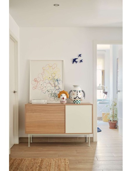 Aparador YOKO 128x45 cm, DM Crema / Roble  - Teulat. Vackart