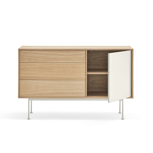 Aparador YOKO 128x45 cm, DM Crema / Roble  - Teulat. Vackart