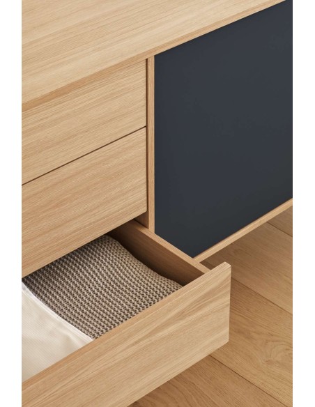 Aparador YOKO 180x45 cm, DM Gris Antracita / Roble  - Teulat. Vackart