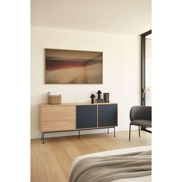 Aparador YOKO 180x45 cm, DM Gris Antracita / Roble  - Teulat. Vackart Aparador YOKO 180x45 cm, DM Gris Antracita / Roble  - Teulat. Vackart