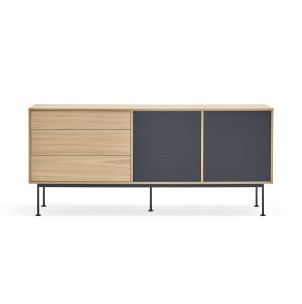 Aparador YOKO 180x45 cm, DM Gris Antracita / Roble - Teulat. Los exclusivos muebles de diseño de Teulat, solo en Vackart tu tienda de diseño online.