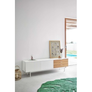 Mueble TV SIERRA 180 cm, DM Blanco / Roble - Teulat. Vackart 2