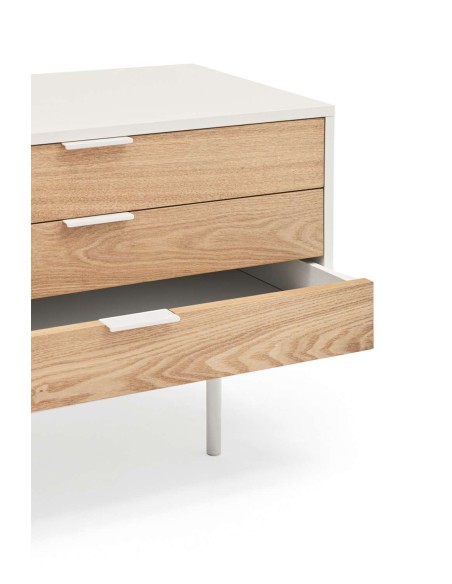 Mueble TV SIERRA 180 cm, DM Blanco / Roble - Teulat. Vackart