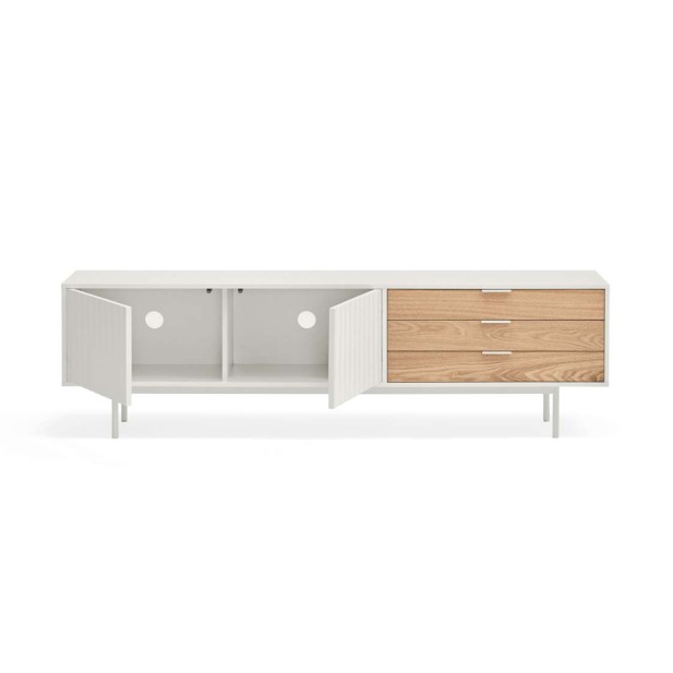 Mueble TV SIERRA 180 cm, DM Blanco / Roble - Teulat. Vackart