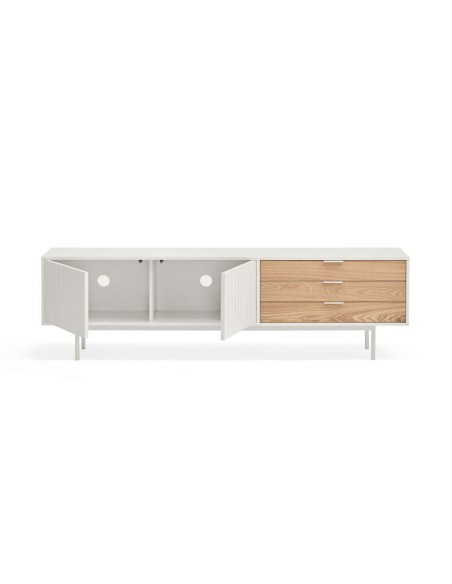 Mueble TV SIERRA 180 cm, DM Blanco / Roble - Teulat. Vackart