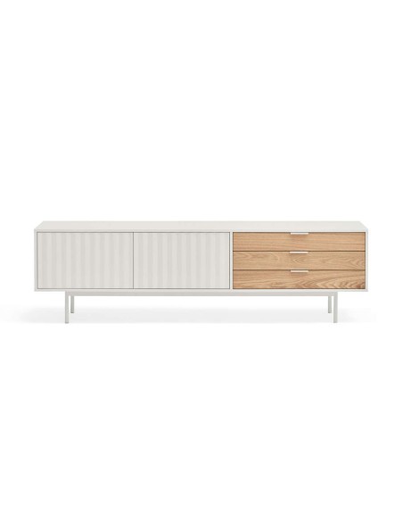 Mueble TV SIERRA 180 cm, DM Blanco / Roble - Teulat. Vackart