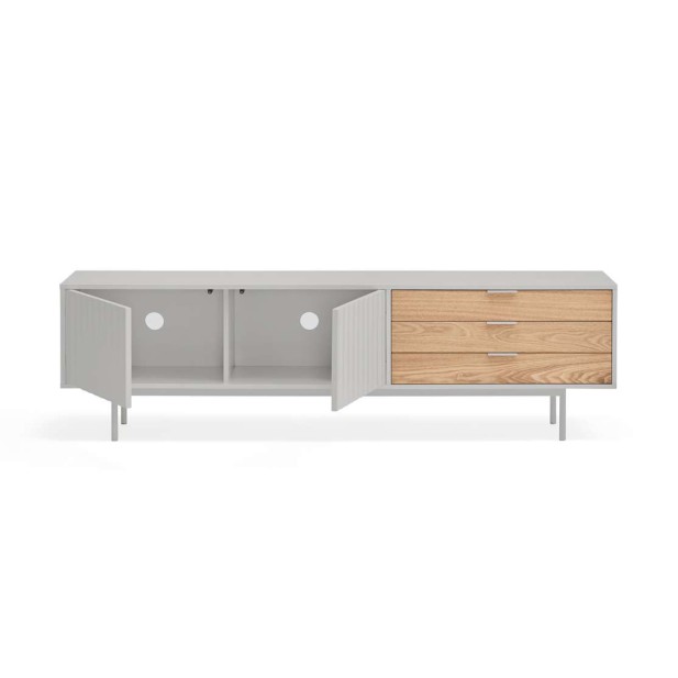 Mueble TV SIERRA 180 cm, DM Gris Claro / Roble - Teulat. Vackart