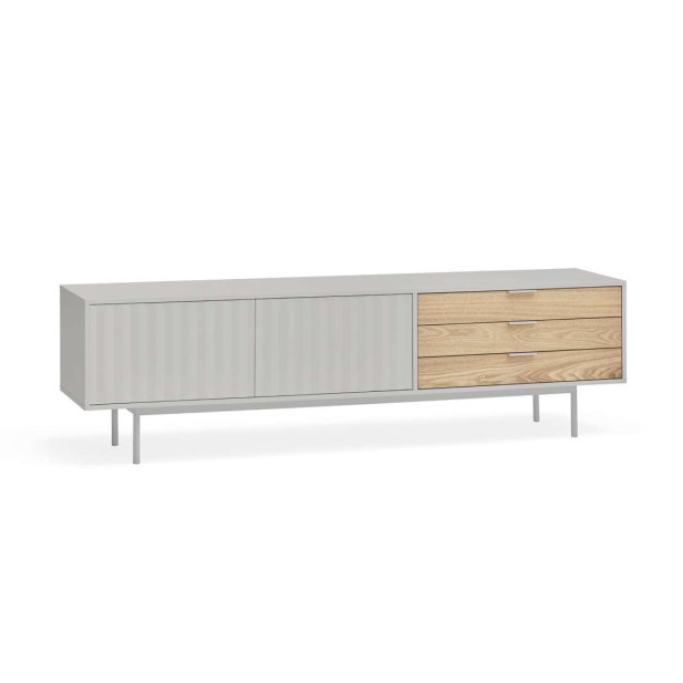 Mueble TV SIERRA 180 cm, DM Gris Claro / Roble - Teulat. Vackart
