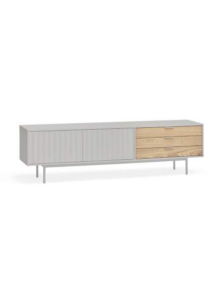 Mueble TV SIERRA 180 cm, DM Gris Claro / Roble - Teulat. Vackart