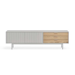 Mueble TV SIERRA 180 cm, DM Gris Claro / Roble - Teulat. Los modernos y más exclusivos muebles de diseño nórdico, solo en Vackart tu tienda de diseño online.