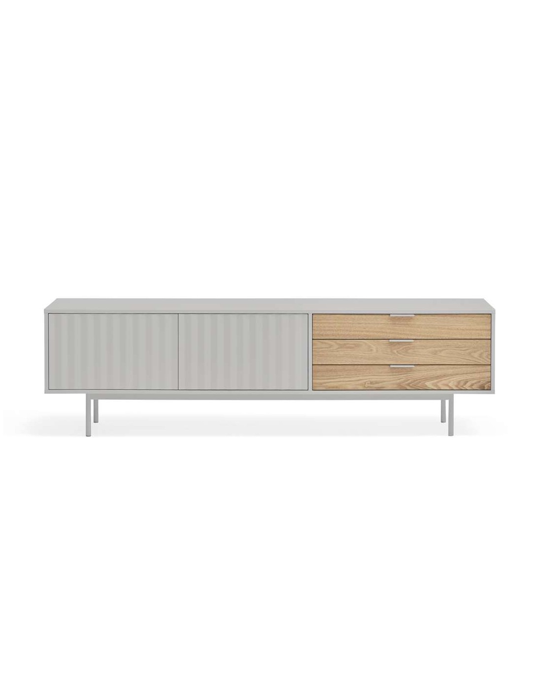 Mueble TV SIERRA 180 cm, DM Gris Claro / Roble - Teulat. Vackart