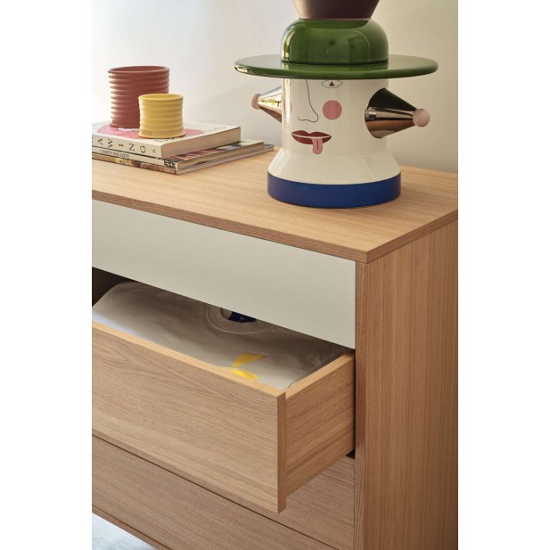 Cómoda YOKO 90x86 cm, DM Crema / Roble - Teulat. Vackart