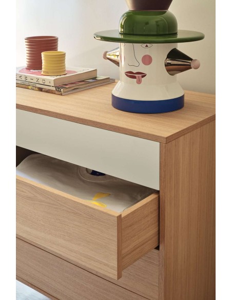 Cómoda YOKO 90x86 cm, DM Crema / Roble - Teulat. Vackart