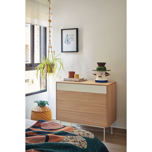 Cómoda YOKO 90x86 cm, DM Crema / Roble - Teulat. Vackart