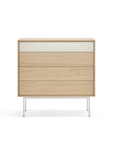 Cómoda YOKO 90x86 cm, DM Crema / Roble - Teulat. Vackart