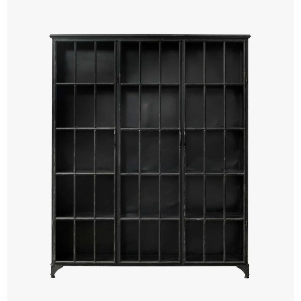 Vitrina DOWNTOWN 150x180 cm, Metal Negro / Cristal - Nordal