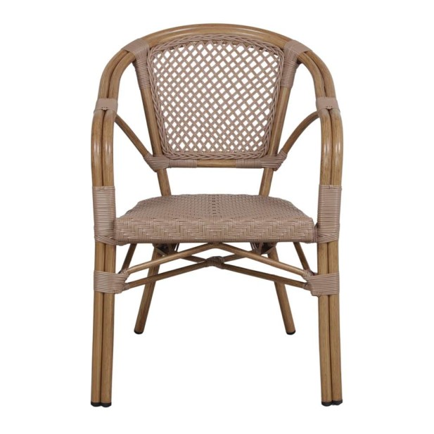 Silla con Brazos PRISMY, Aluminio / Ratán Sintético. Vackart