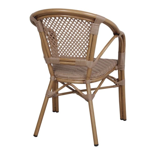 Silla con Brazos PRISMY, Aluminio / Ratán Sintético. Vackart