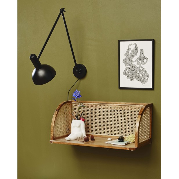 Escritorio de Pared MERGE, Teca / Ratán Natural - Nordal. Vackart