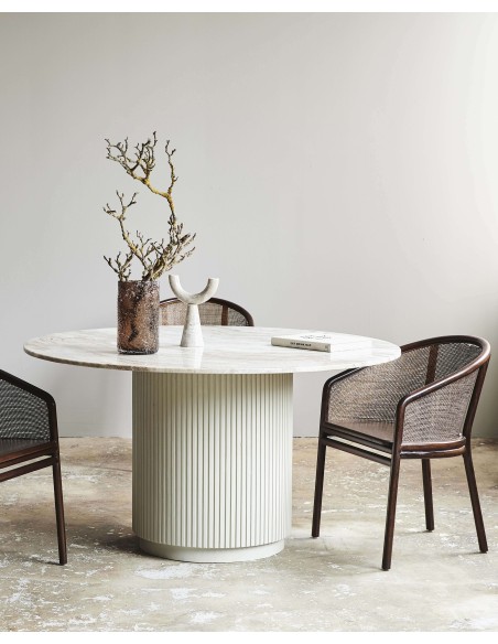 Mesa ERIE Ø140 cm de Comedor, Mango / Mármol Marfil - Nordal. Vackart