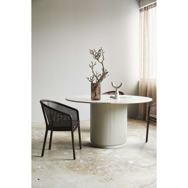 Mesa ERIE Ø140 cm de Comedor, Mango / Mármol Marfil - Nordal. Vackart