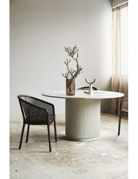 Mesa ERIE Ø140 cm de Comedor, Mango / Mármol Marfil - Nordal. Vackart