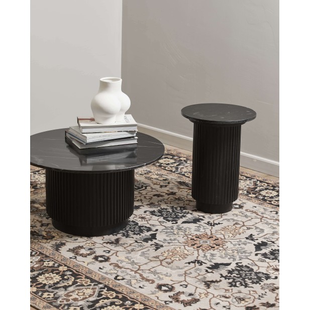 Mesa Auxiliar ERIE Ø75 cm, Mango / Mármol Negro - Nordal. Vackart Mesa Auxiliar ERIE Ø75 cm, Mango / Mármol Negro - Nordal. Vackart