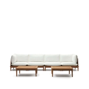 Set modular Portitxol 2 sillones rinconeros, 2 sillones 2 mesas centro madera maciza teca - Kave Home - J2100006JJ05. Muebles y decoración de diseño