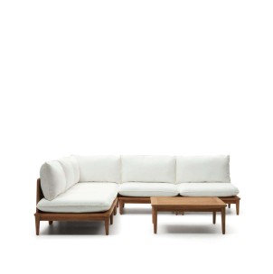 Set modular Portitxol sillón rinconero, 4 sillones y mesa de centro de teca Kave Home - J2100005JJ05. Muebles y decoración de diseño para casas con personalidad